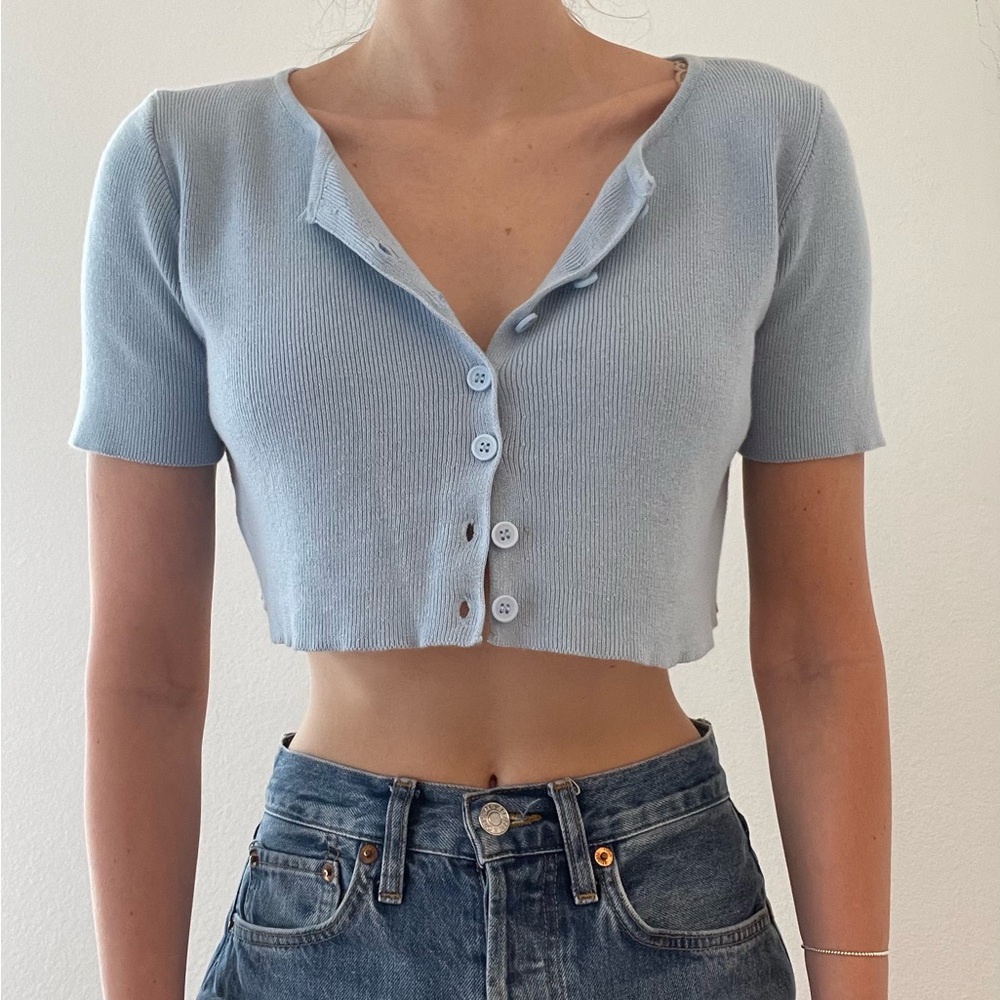 Cropped Button Up Cardigan